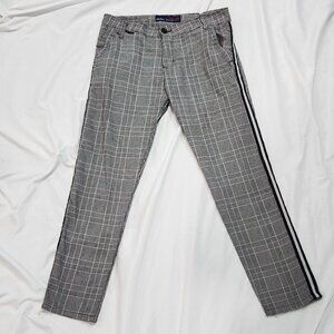 Rebel Soul Women's Ankle Plaid Pant Plaid Skinny Leg Black Size 34 Tall